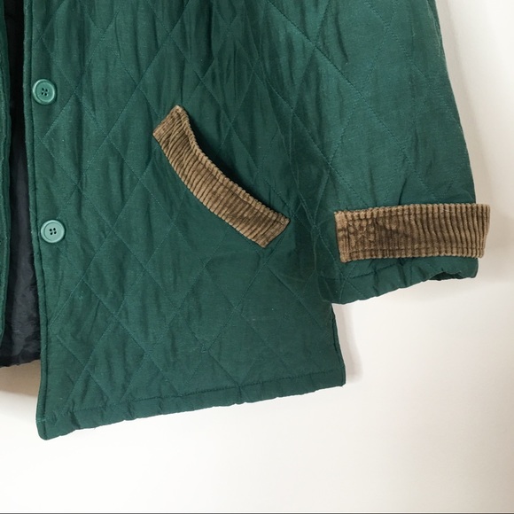 Vintage Quilted Jacket Coat Green Size Large - Picture 4 of 10